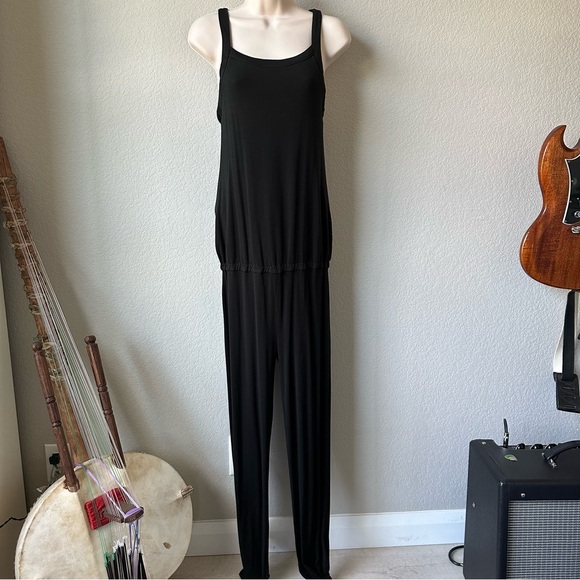 Sweaty Betty Modal Black Lace Up Back Jumpsuit Bodysuit with mesh detail size s - Picture 3 of 6